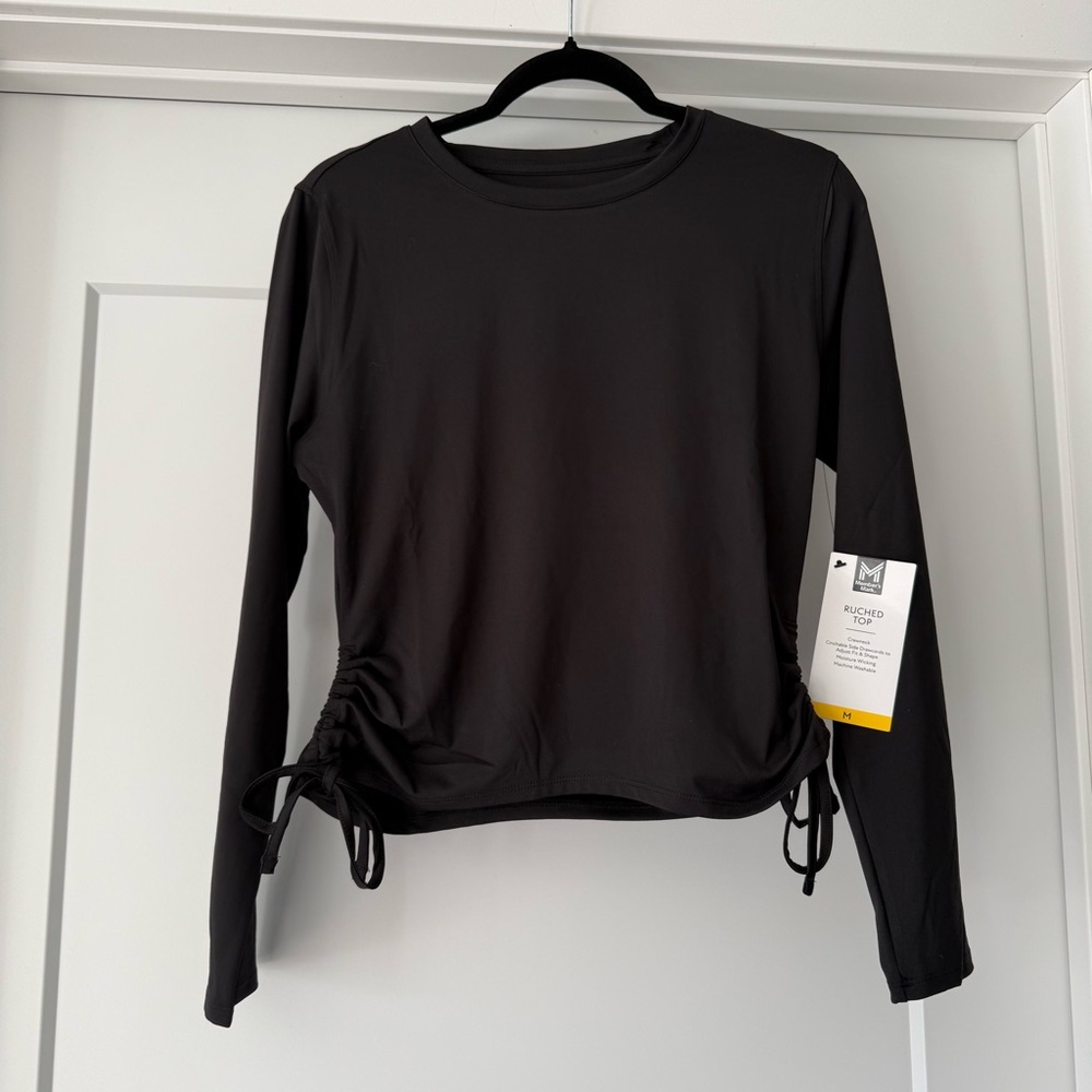 NWT-Member’s Mark Women’s Black Long Sleeve Ruched Women's Top Sz M - Picture 4 of 12